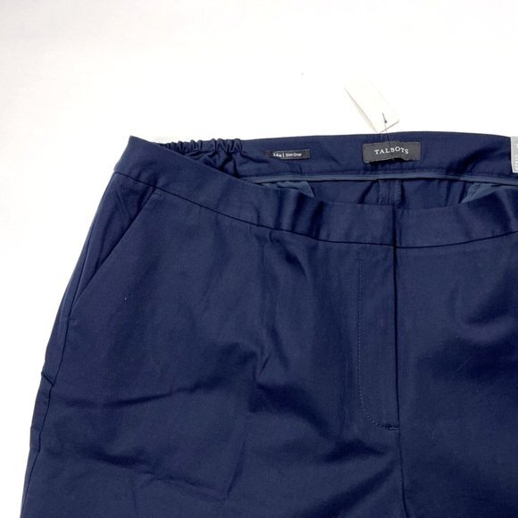 Talbots Slim Crop Pants Women 24W NWT $99 Stretch Cotton Elastic Waist Scallop - Picture 6 of 12